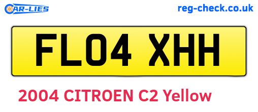 FL04XHH are the vehicle registration plates.