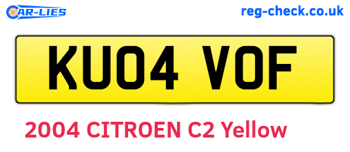 KU04VOF are the vehicle registration plates.
