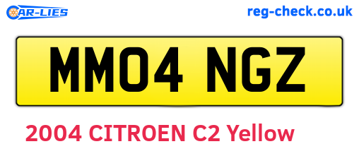 MM04NGZ are the vehicle registration plates.