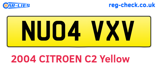 NU04VXV are the vehicle registration plates.
