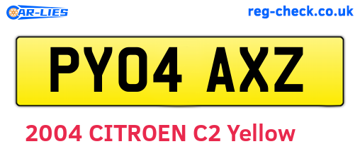 PY04AXZ are the vehicle registration plates.