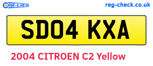 SD04KXA are the vehicle registration plates.