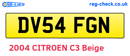 DV54FGN are the vehicle registration plates.