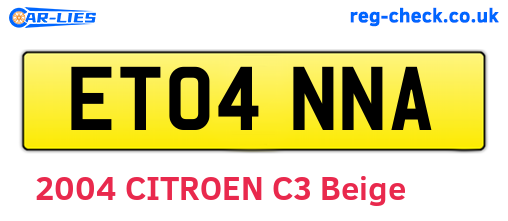 ET04NNA are the vehicle registration plates.