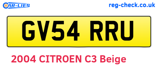 GV54RRU are the vehicle registration plates.