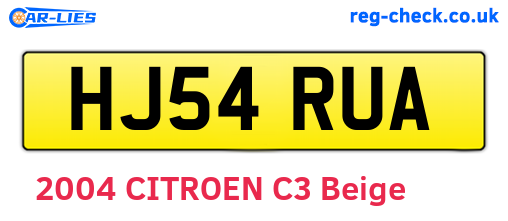 HJ54RUA are the vehicle registration plates.