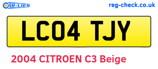 LC04TJY are the vehicle registration plates.