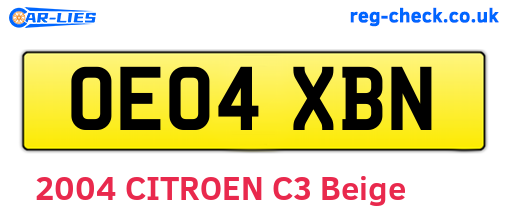 OE04XBN are the vehicle registration plates.