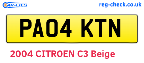 PA04KTN are the vehicle registration plates.
