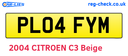PL04FYM are the vehicle registration plates.