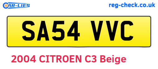 SA54VVC are the vehicle registration plates.