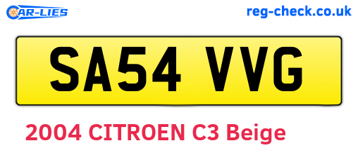 SA54VVG are the vehicle registration plates.