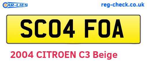 SC04FOA are the vehicle registration plates.