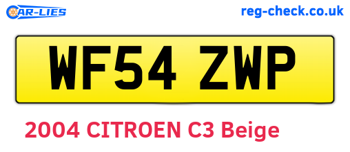 WF54ZWP are the vehicle registration plates.