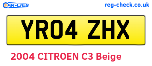 YR04ZHX are the vehicle registration plates.