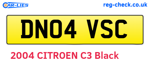 DN04VSC are the vehicle registration plates.