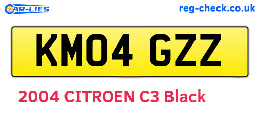 KM04GZZ are the vehicle registration plates.