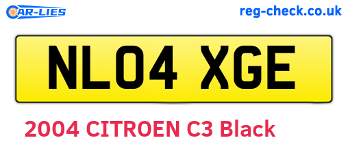 NL04XGE are the vehicle registration plates.