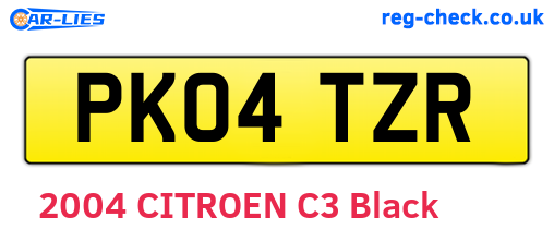 PK04TZR are the vehicle registration plates.