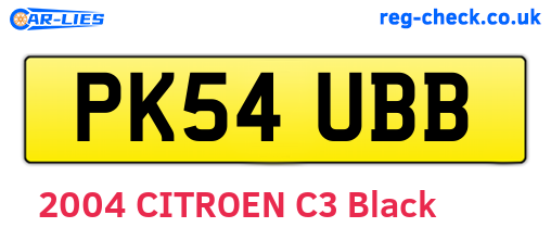 PK54UBB are the vehicle registration plates.