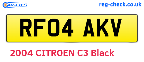 RF04AKV are the vehicle registration plates.