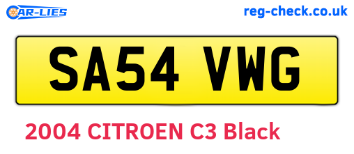 SA54VWG are the vehicle registration plates.