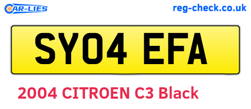 SY04EFA are the vehicle registration plates.