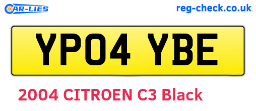 YP04YBE are the vehicle registration plates.