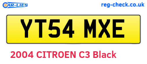 YT54MXE are the vehicle registration plates.
