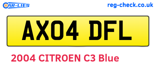 AX04DFL are the vehicle registration plates.