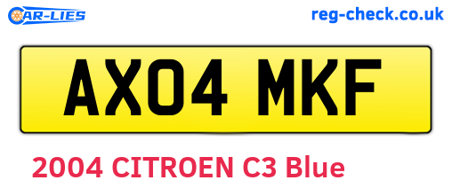 AX04MKF are the vehicle registration plates.