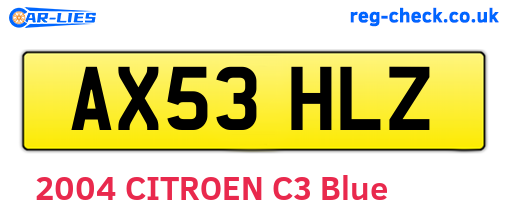 AX53HLZ are the vehicle registration plates.