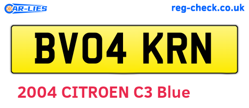 BV04KRN are the vehicle registration plates.