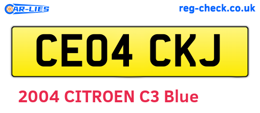 CE04CKJ are the vehicle registration plates.