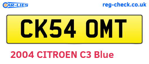 CK54OMT are the vehicle registration plates.