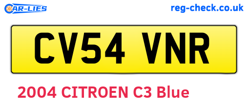CV54VNR are the vehicle registration plates.