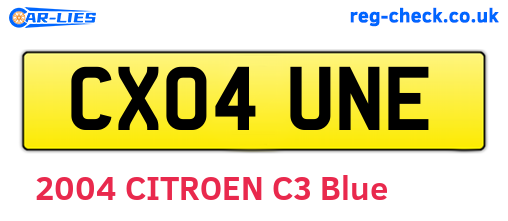 CX04UNE are the vehicle registration plates.