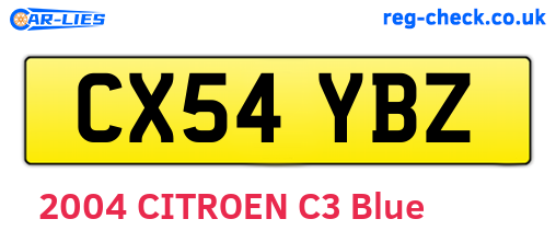 CX54YBZ are the vehicle registration plates.
