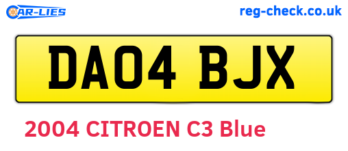DA04BJX are the vehicle registration plates.