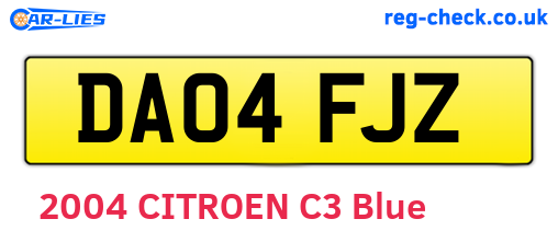 DA04FJZ are the vehicle registration plates.