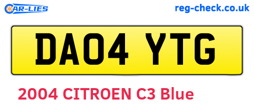DA04YTG are the vehicle registration plates.
