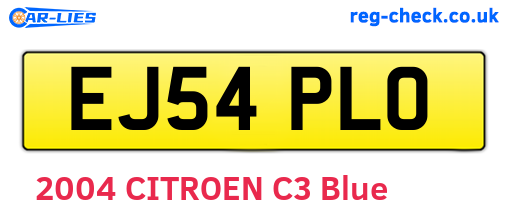 EJ54PLO are the vehicle registration plates.