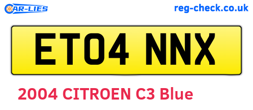 ET04NNX are the vehicle registration plates.
