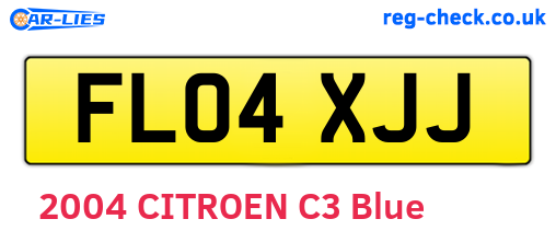 FL04XJJ are the vehicle registration plates.