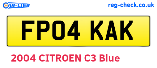 FP04KAK are the vehicle registration plates.