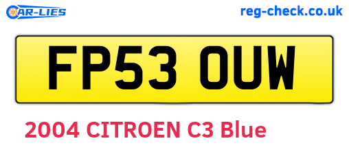 FP53OUW are the vehicle registration plates.