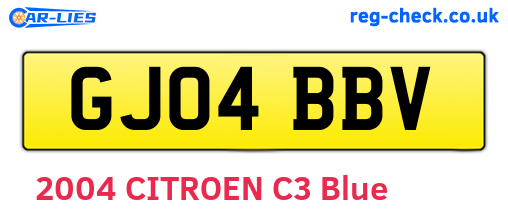 GJ04BBV are the vehicle registration plates.