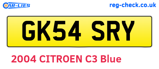 GK54SRY are the vehicle registration plates.