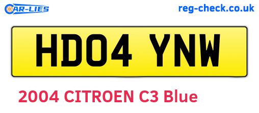 HD04YNW are the vehicle registration plates.