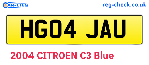 HG04JAU are the vehicle registration plates.